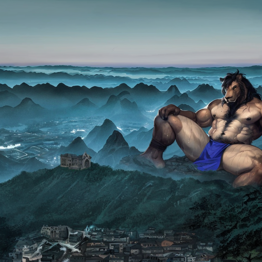 01723-549428509-lion, male, furry, high quality, absurdres, masterpiece, giant, muscular, giant,macro, colossal, ,landscape, mountain,minimized.png
